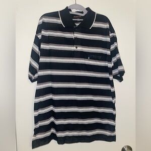 Non stop unlimited Black and White Striped Men's Shirt polo 90s